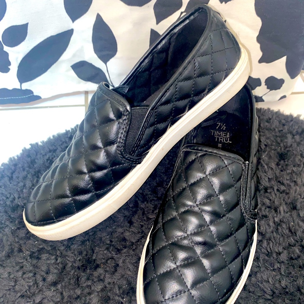 Time and Tru Black Slip On Shoes